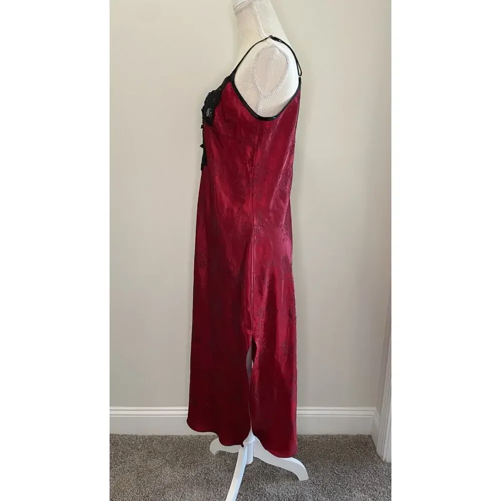 Vintage California Miss Lace Slip Dress Lingerie Nightgown Nightie Gothic Red M